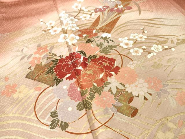 平和屋着物●訪問着 刺繍 花籬文 金銀彩 正絹 逸品 AABM2506ck