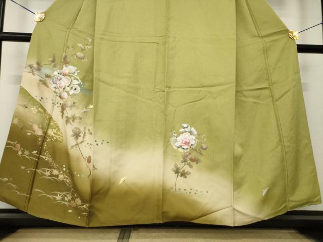 平和屋着物●訪問着 雪輪花文 暈し染め 金銀彩 正絹 逸品 AABM2515ck
