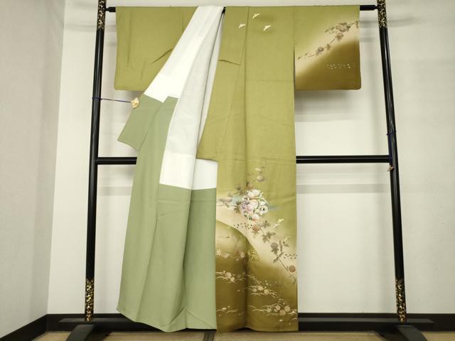 平和屋着物●訪問着 雪輪花文 暈し染め 金銀彩 正絹 逸品 AABM2515ck