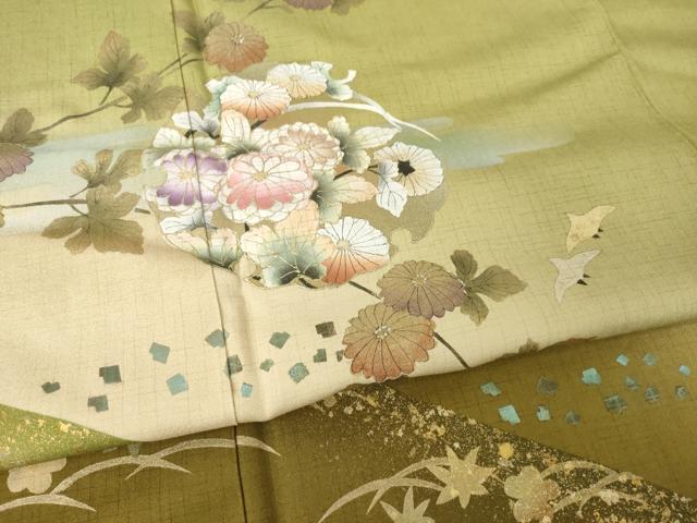 平和屋着物●訪問着 雪輪花文 暈し染め 金銀彩 正絹 逸品 AABM2515ck