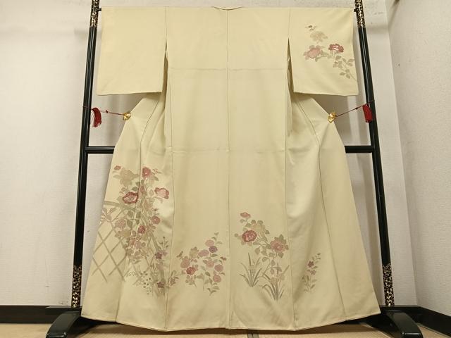 平和屋着物●中国三大刺繍 スワトウ刺繍 汕頭刺繍 総刺繍 訪問着 草花文 正絹 逸品 AABM2523ph