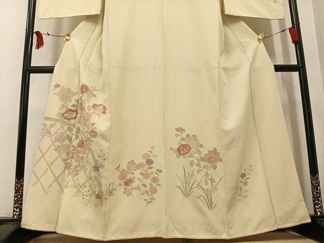 平和屋着物●中国三大刺繍 スワトウ刺繍 汕頭刺繍 総刺繍 訪問着 草花文 正絹 逸品 AABM2523ph