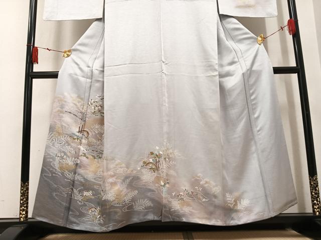 平和屋着物●訪問着 片輪車草花文 暈し染め 金彩 正絹 逸品 AABM2528ph