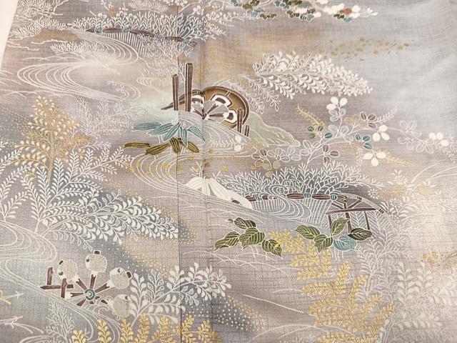平和屋着物●訪問着 片輪車草花文 暈し染め 金彩 正絹 逸品 AABM2528ph