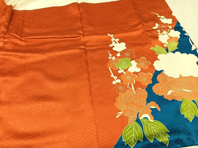 平和屋着物●豪華振袖 駒刺繍 草花文 金彩 正絹 逸品 AABM2539ph