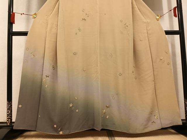 平和屋着物●訪問着 総刺繍 宝尽くし 暈し染め 金糸 正絹 逸品 AABM2547ph