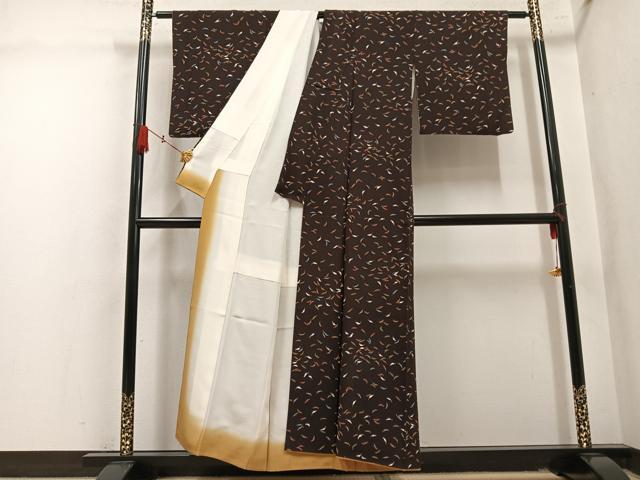 平和屋着物●上質な小紋 唐辛子 正絹 逸品 AABM2553ph
