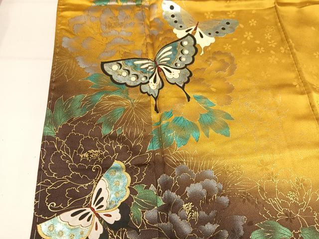 平和屋着物●豪華振袖 花蝶文 暈し染め 金銀彩 正絹 逸品 AABM2558ph