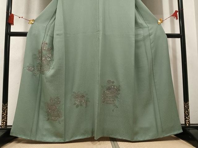 平和屋着物●中国三大刺繍 スワトウ刺繍 汕頭刺繍 総刺繍 訪問着 飾花文 金糸 正絹 逸品 AABM2559ph