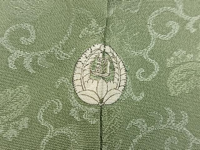 平和屋着物●上質な色無地 桐唐草地紋 柳茶色 正絹 逸品 AABM2562ph