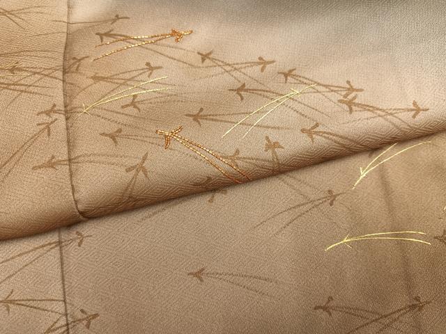 平和屋着物●訪問着 駒刺繍 松葉 暈し染め 金彩 正絹 逸品 AABM2571ph