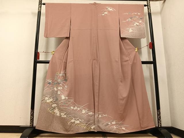 平和屋着物●訪問着 草花文 金銀彩 正絹 逸品 AABM2573ph