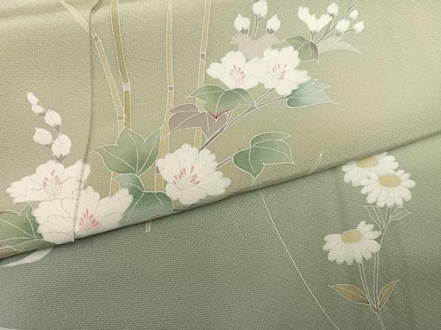 平和屋着物●訪問着 草花文 暈し染め 正絹 逸品 AABM2578ph