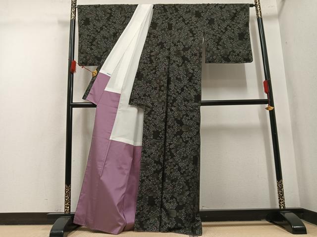 平和屋着物●本場大島紬 9マルキ 花尽くし 正絹 逸品 AABM2580ph