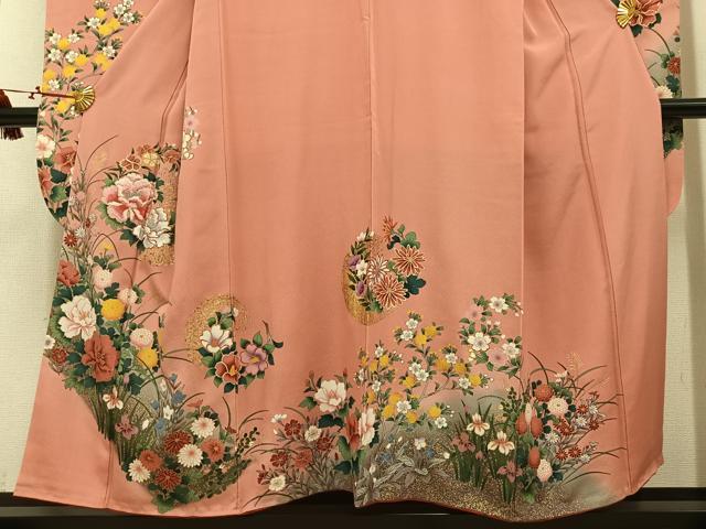 平和屋着物●豪華振袖 刺繍 草花文 暈し染め 金彩 正絹 逸品 AABM2595ph
