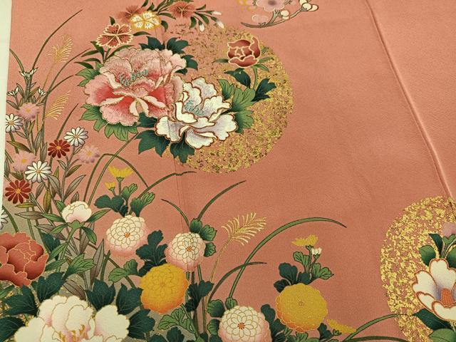平和屋着物●豪華振袖 刺繍 草花文 暈し染め 金彩 正絹 逸品 AABM2595ph