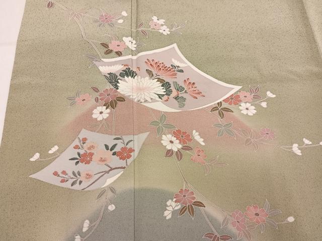 平和屋着物●訪問着 友禅 枝花文 暈し染め 正絹 逸品 AABM2600ph