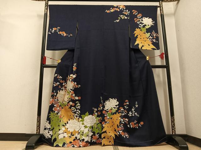 平和屋着物●訪問着 駒刺繍 草花文 金彩 松坂屋扱い 正絹 逸品 AABM2605ph