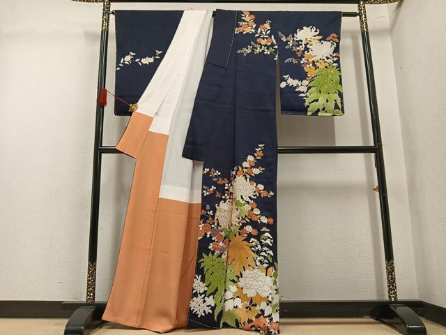 平和屋着物●訪問着 駒刺繍 草花文 金彩 松坂屋扱い 正絹 逸品 AABM2605ph