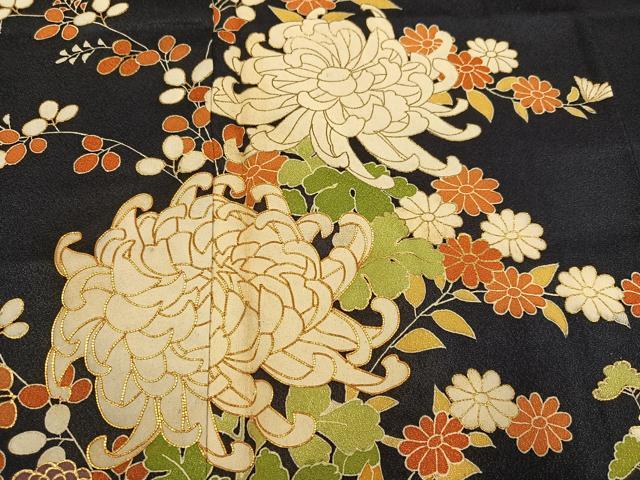 平和屋着物●訪問着 駒刺繍 草花文 金彩 松坂屋扱い 正絹 逸品 AABM2605ph
