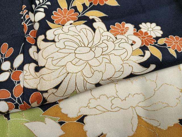 平和屋着物●訪問着 駒刺繍 草花文 金彩 松坂屋扱い 正絹 逸品 AABM2605ph