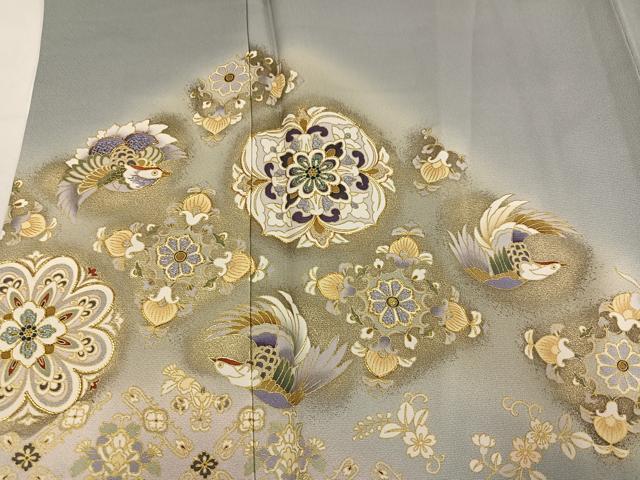 平和屋着物●豪華 色留袖 駒刺繍 鳳凰花唐草文 暈し染め 金彩 正絹 逸品 AABM2606ph