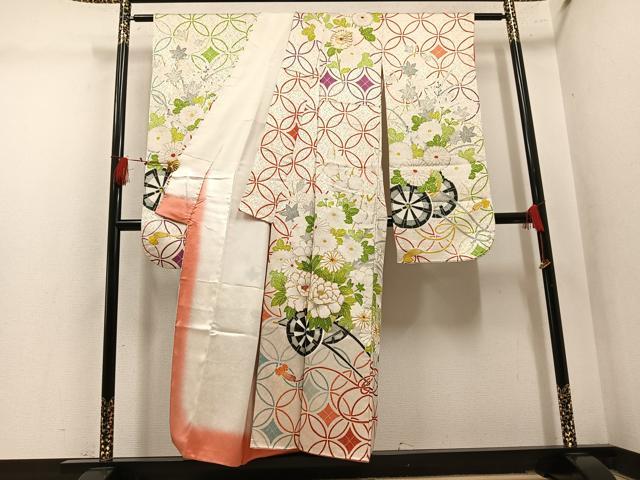 平和屋着物●豪華振袖 駒刺繍 七宝花車文 金糸 正絹 逸品 AABM2608ph