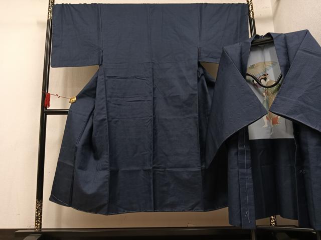 平和屋着物●男性 紬 アンサンブル 100亀甲 総詰め 正絹 逸品 未使用 AABM2609ph