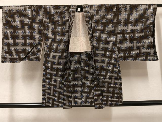 平和屋着物●本場大島紬 龍郷絣 秋名バラ アンサンブル 正絹 逸品 AABM2615ph