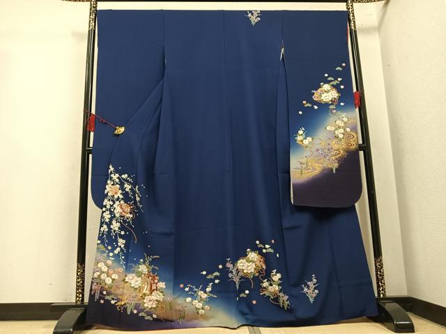 平和屋着物●豪華振袖 御所車檜扇花文 暈し染め 金彩 正絹 逸品 AABM2617ph