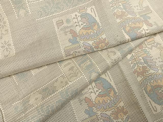 平和屋着物●本場大島紬 白大島 9マルキ 女人花文 正絹 逸品 AABM2619ph