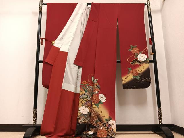 平和屋着物●豪華振袖 草花楽器文 暈し染め 金彩 正絹 逸品 AABM2622ph