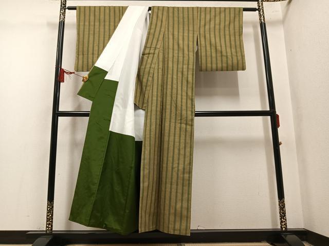 平和屋着物●上質な紬 間道 正絹 逸品 AABM2627ph
