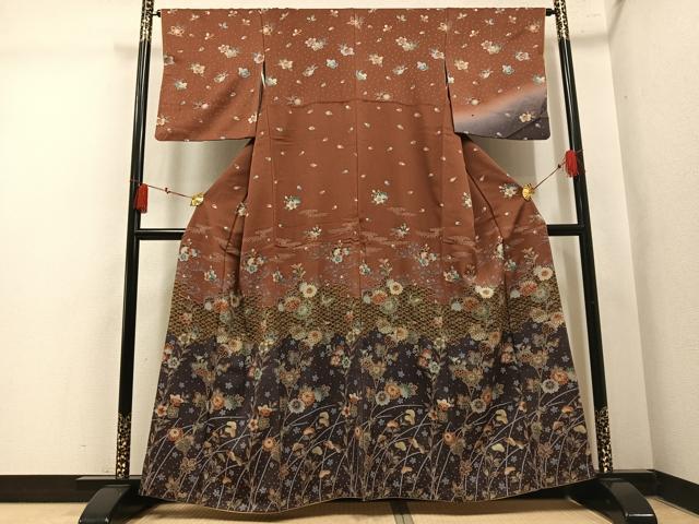 平和屋着物●訪問着 花蝶文 暈し染め 金彩 正絹 逸品 AABM2650ph
