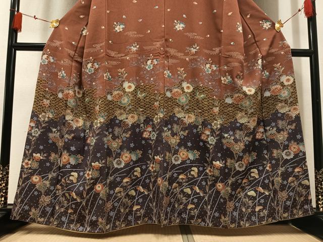 平和屋着物●訪問着 花蝶文 暈し染め 金彩 正絹 逸品 AABM2650ph