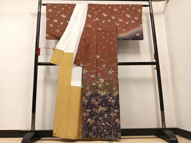 平和屋着物●訪問着 花蝶文 暈し染め 金彩 正絹 逸品 AABM2650ph