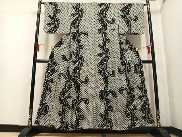 平和屋着物●上質な小紋 蜘蛛絞り 間道 正絹 逸品 AABM2664ph