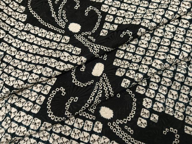 平和屋着物●上質な小紋 蜘蛛絞り 間道 正絹 逸品 AABM2664ph