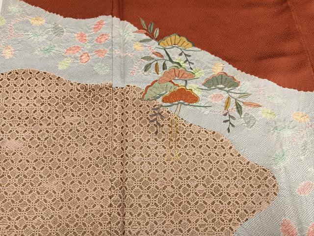平和屋着物●訪問着 駒刺繍 草花文 金彩 正絹 逸品 未使用 AABM2675ph
