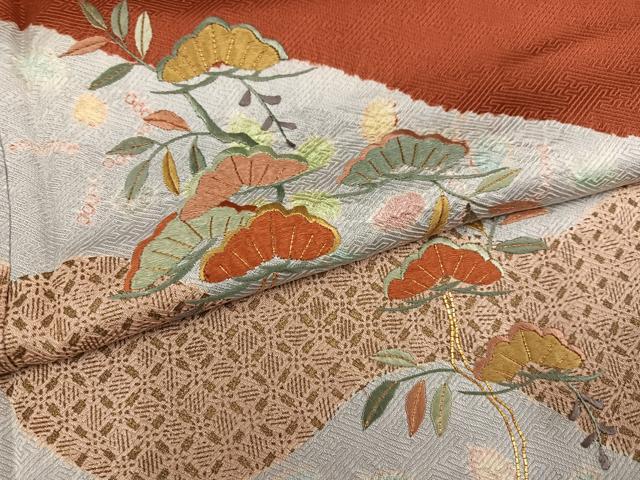 平和屋着物●訪問着 駒刺繍 草花文 金彩 正絹 逸品 未使用 AABM2675ph