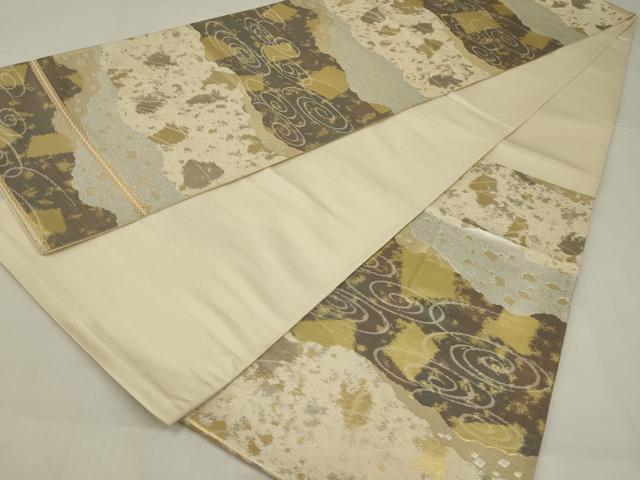 平和屋着物◎六通柄袋帯 箔散らし文様 金銀糸 引箔 正絹 逸品 AABM2699ou