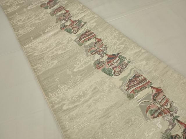 平和屋着物◎六通柄袋帯 唐織 山車 銀糸 正絹 逸品 AABM2701ou