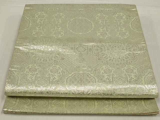 平和屋着物◎六通柄袋帯 正倉院花文 銀糸 正絹 逸品 AABM2714ou
