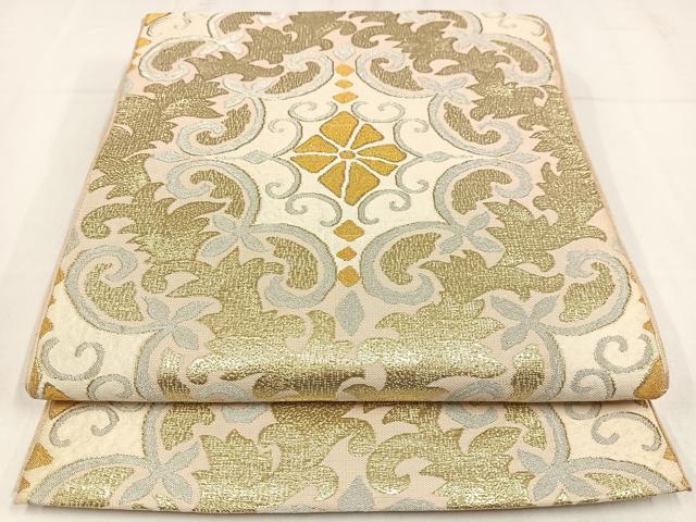 平和屋着物◎六通柄 本袋帯 飾花文 金銀糸 正絹 逸品 AABM2748bw