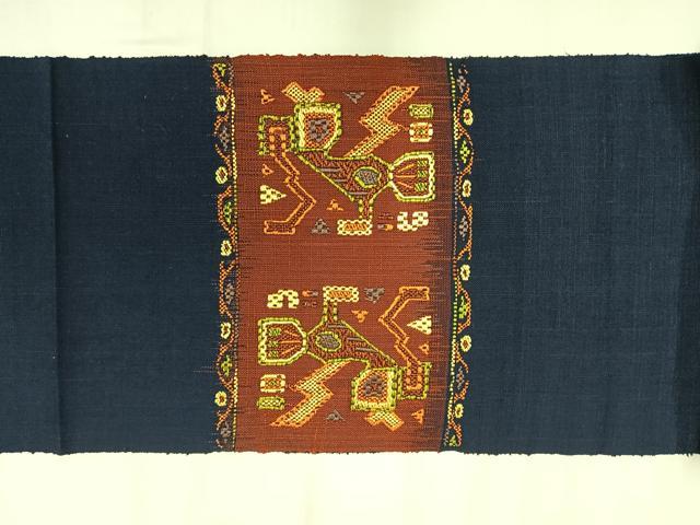 平和屋着物◎八寸名古屋帯 紬地 幾何学文様 正絹 逸品 AABM2761bw