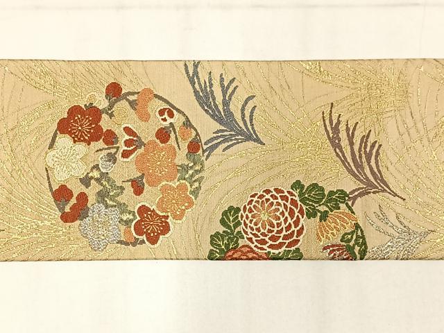 平和屋着物◎九寸名古屋帯 唐織 花丸文 金銀糸 正絹 逸品 AABM2771bw