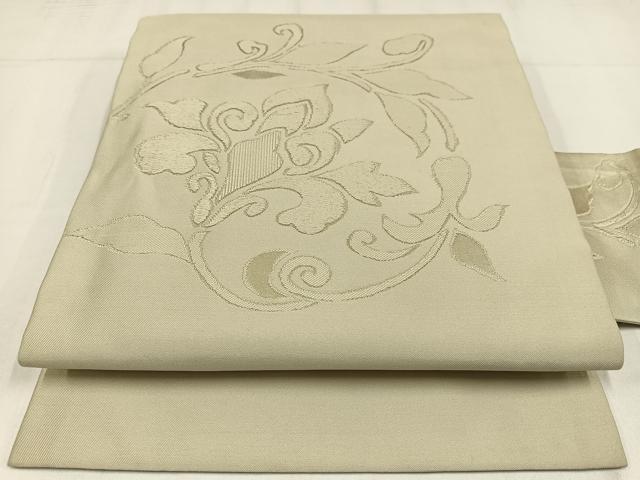 平和屋着物◎九寸名古屋帯 唐織 花唐草文 正絹 逸品 AABM2778bw
