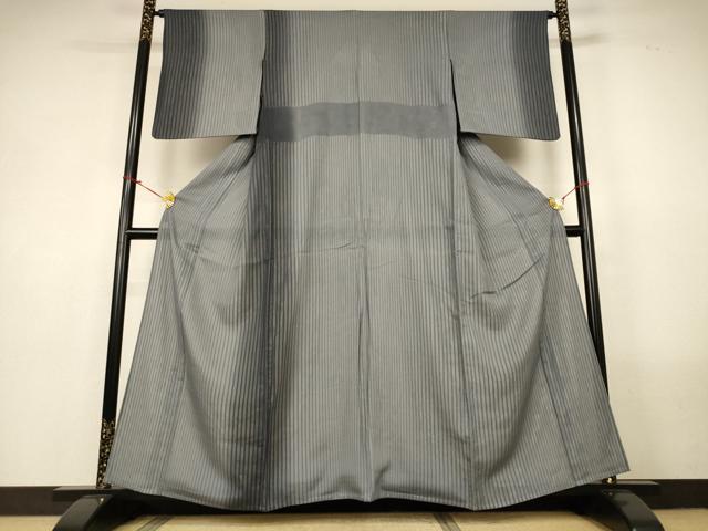 平和屋着物▽訪問着 無双 紗袷 紗×絽 縞 正絹 逸品 AABM2910jd