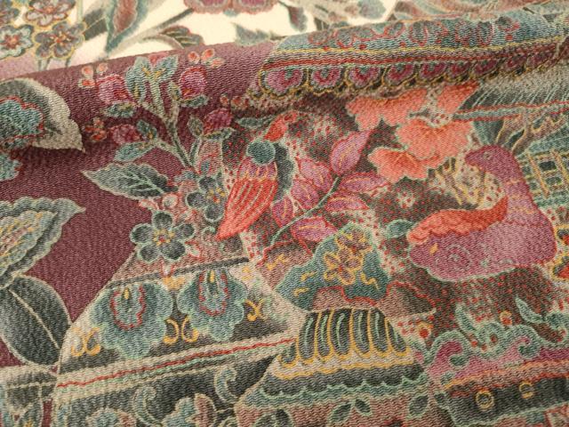 平和屋着物●訪問着 更紗花鳥文 暈し染め 正絹 逸品 AABM2963ck