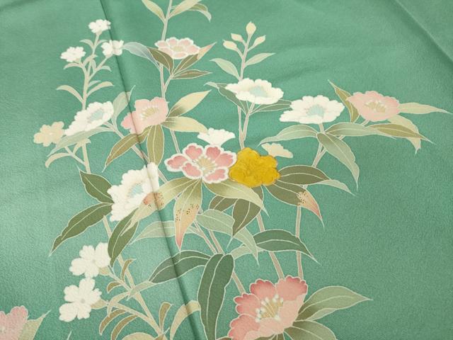 平和屋着物●訪問着 螺鈿 草花文 暈し染め ロング丈 正絹 逸品 AABM2965ck